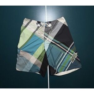 VTG Y2k‎ Billabong Board Shorts Embroidered Logo Black Striped Size 38 W/ Opener